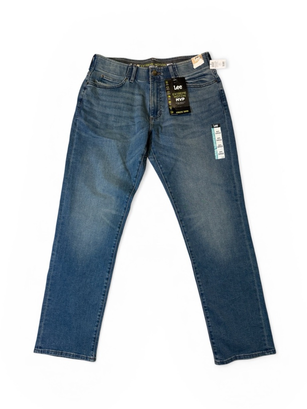 NEW Lee mens 34x32 Athletic Taper fit extreme motion MVP stretch denim jeans NWT